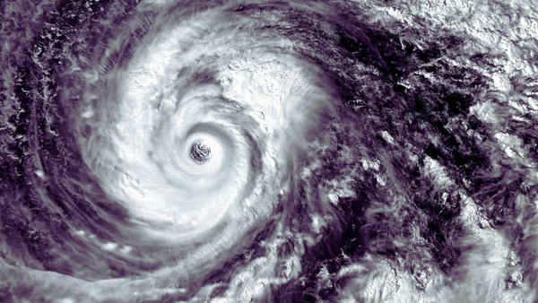 Aerial view of a hurricane.